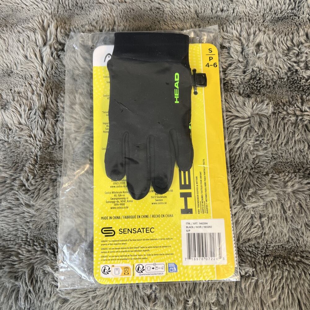 Head Kid's Touchscreen Gloves Black Size Small 4-6 Unisex Outdoor Casual